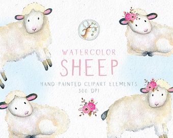 Clipart di agnelli dell'acquerello, Clipart di pecore dell'acquerello, Baby Sheep Clipart, Grafica di pecore, Clipart di fattoria, Nursery Wall Decor, Baby Shower Gift