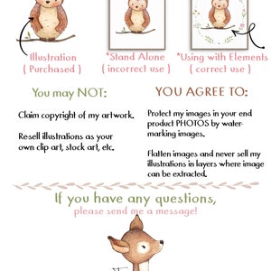 Peut inclure: Une illustration num&eacute;rique d'un hibou aux plumes brunes et blanches assis sur une branche. L'illustration est entour&eacute;e de texte qui d&eacute;crit les conditions d'utilisation de l'image. Le texte comprend les mots "Vous ne pouvez PAS" et "VOUS ACCEPTEZ".