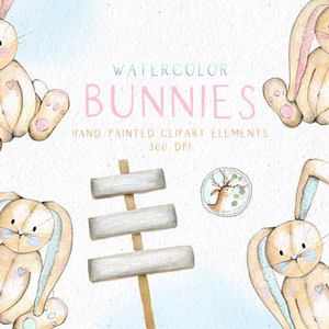 Aquarell Hase Clipart, Hase Clipart, Waldtiere Clipart, Hase Clipart, Osterhase Clipart, Aquarell Urlaub Clipart,