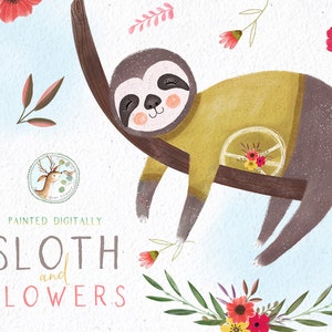Sloth Clipart, Baby Sloth Clipart, Nursery Printable, Planner Supplies, Baby Shower, Birthday Party Clipart, Instant Download, Printable
