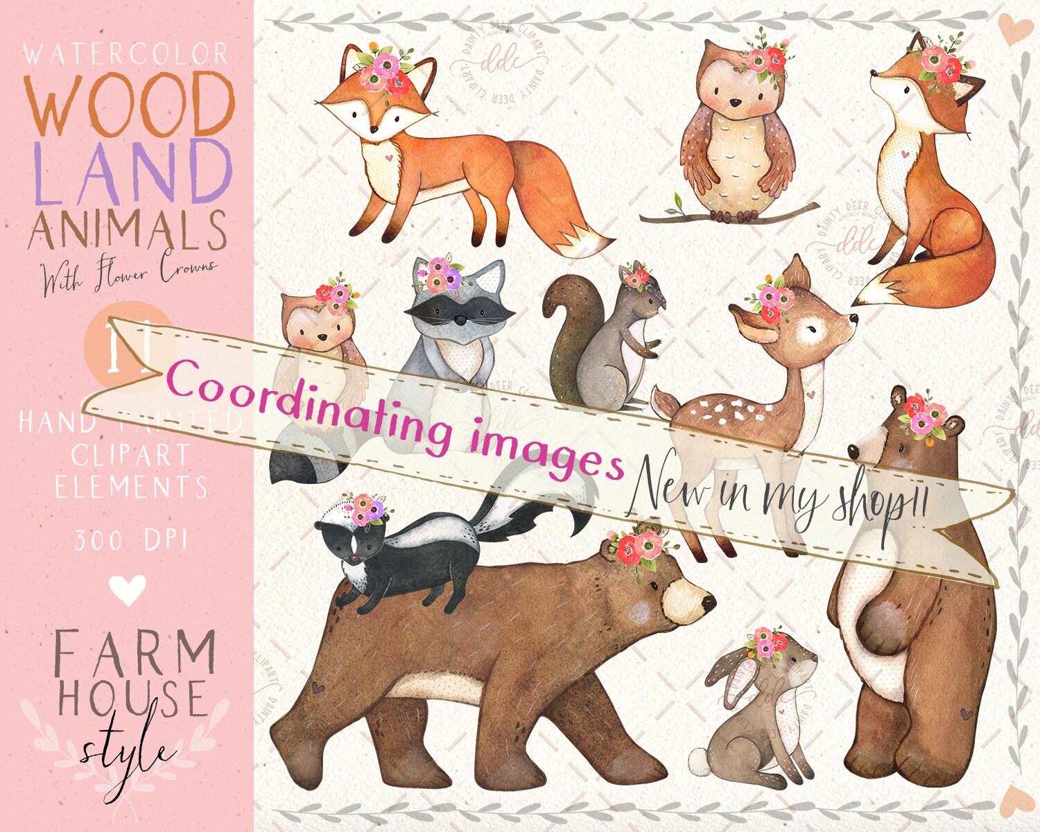 Woodland Animals Clipart Woodland Clip Art Watercolor - Etsy