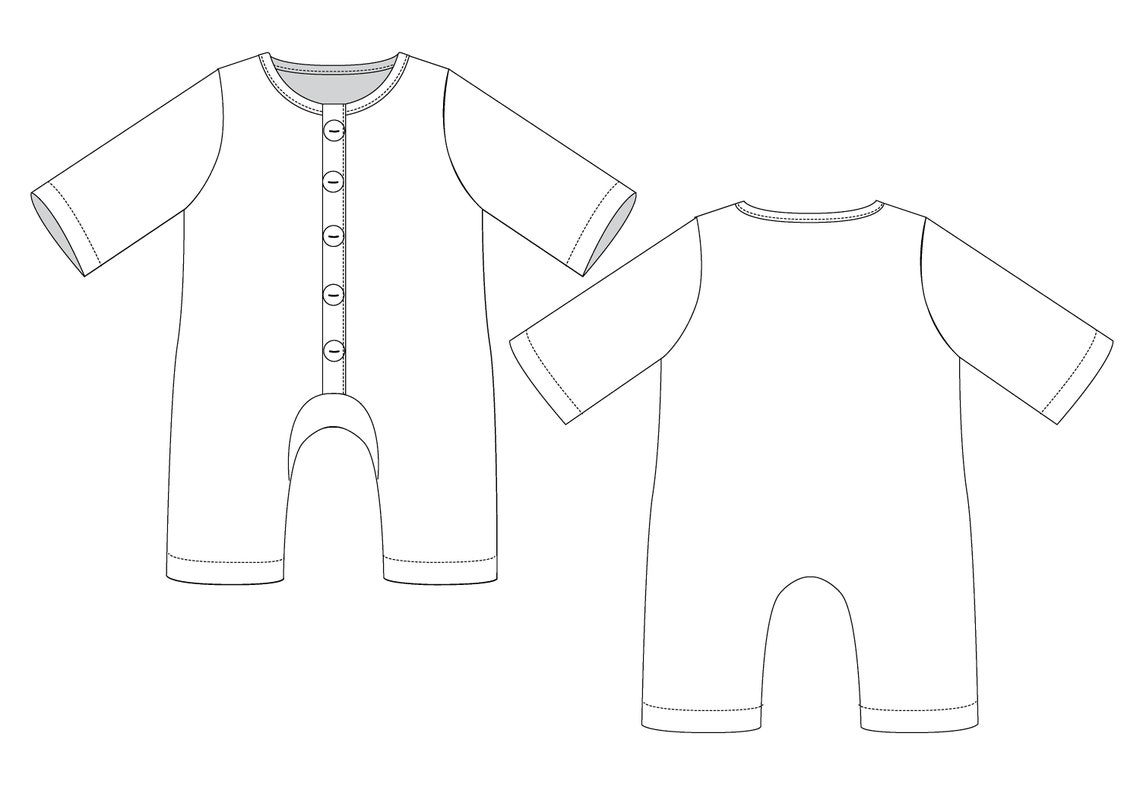 Romper PDF Sewing Pattern / Easy Baby Romper Pattern / Button Etsy