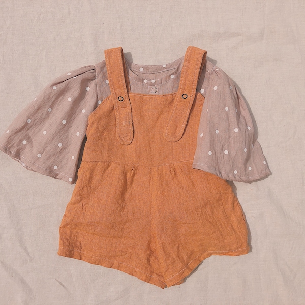 Baby Outfit Set / Linen Romper with Baby Blouse Pattern | Baby Boy Romper | Little Girls Romper | Kids Overall Jumpsuit Pdf Pattern