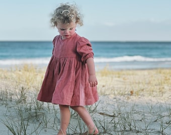 Girls Smock Dress Sewing Pattern | Puff Sleeve, Gathered Waist (PDF Download)
