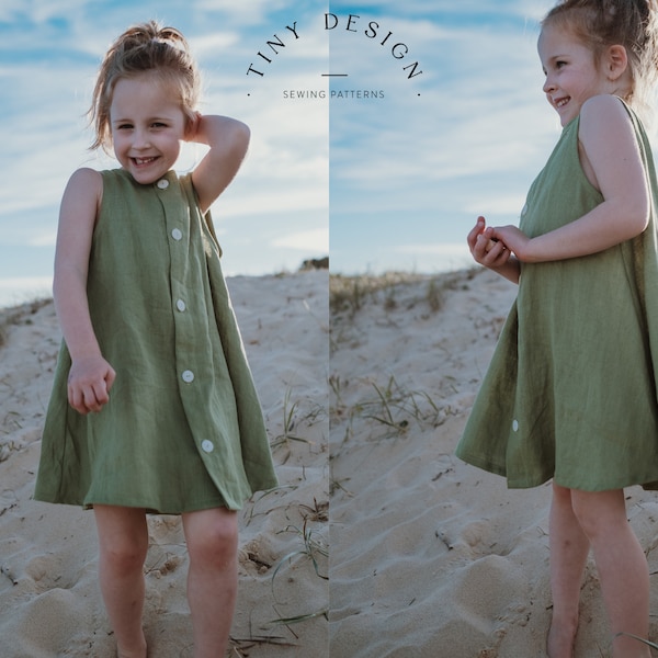 EASY FUN Dress PDF sewing pattern / Smock dress  / Newborn to 12 years  / Girls Dress Sewing / Baby Pattern/  Beginner / pdf sewing pattern