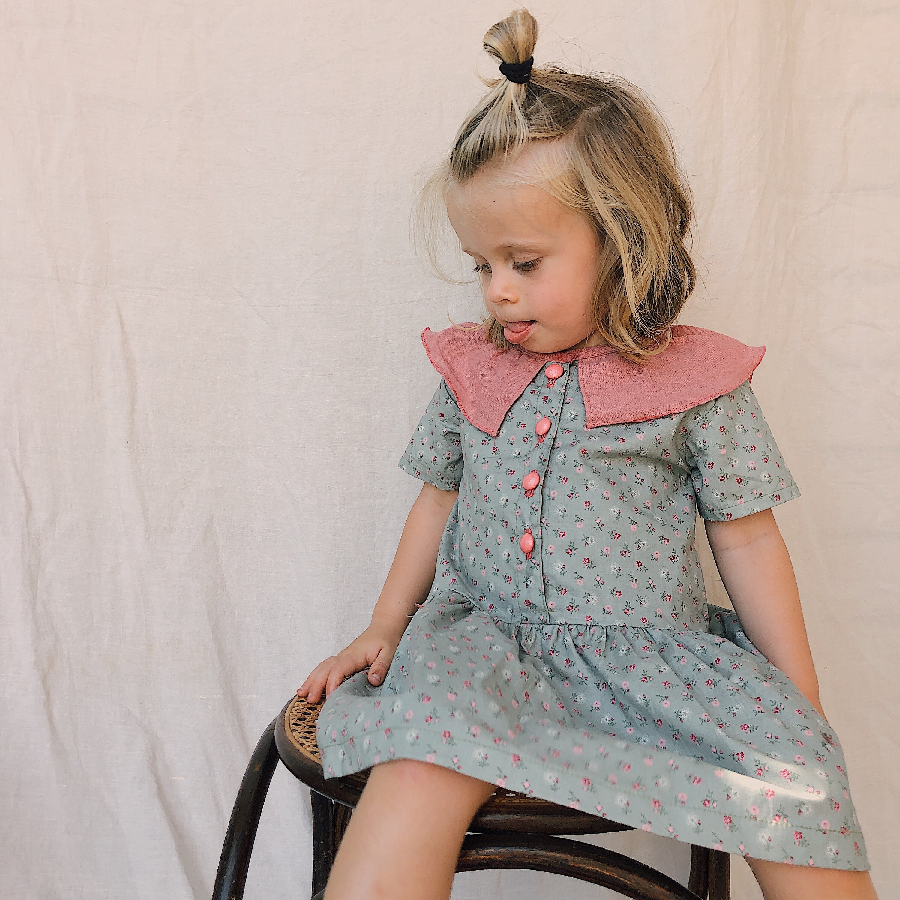 button down ruffle dress