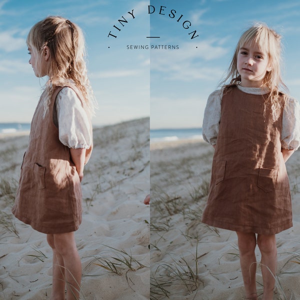 EASY Pinafore Dress sewing pattern / Linen Baby Dress Pattern / Girls Linen Dress  / baby patterns / Beginner sewing pattern / Dress pattern