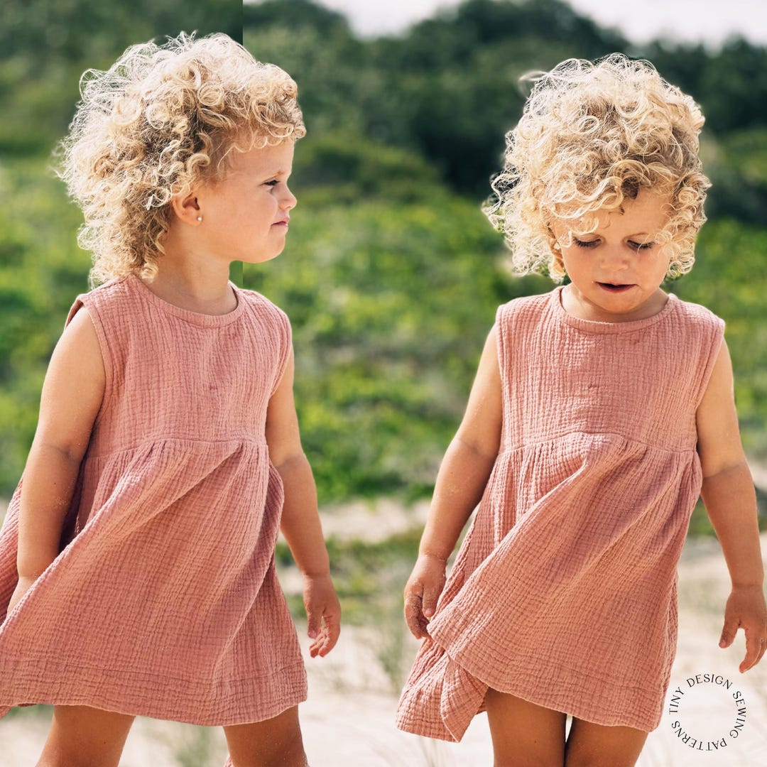 Girls Summer Dress Sewing Pattern: Beginner Smock Dress Knit or