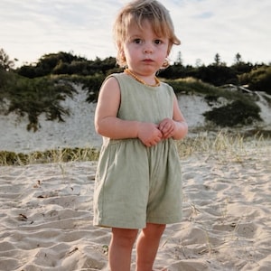 Baby & Toddler Linen Romper Sewing Pattern (PDF Download) | Easy Knit or Woven Fabric