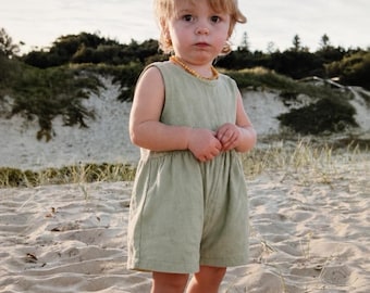 Baby & Toddler Linen Romper Sewing Pattern (PDF Download) | Easy Knit or Woven Fabric