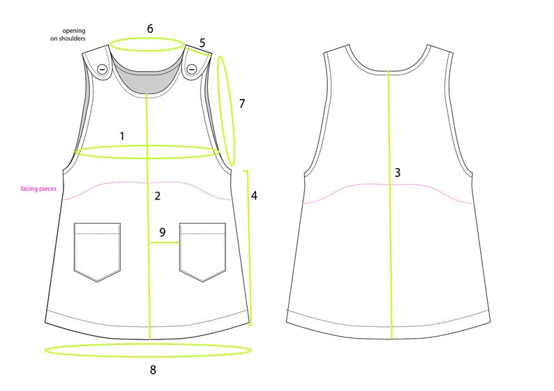 Schnittmuster für ein Latzkleid für Mädchen Leinenkleid PDF Nähen herunterladen Baby-Mädchen-Muster Pinafore-Schnittmuster Einfaches PDF-Schnittmuster Bild 5