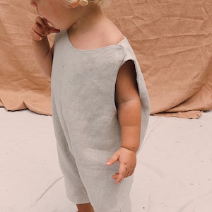 EASY Pinafore Jumpsuit pdf sewing pattern / Linen Baby Jumpsuit / Baby boy girl romper/kids jumpsuit short or long / Harem / Newborn to 12 image 7