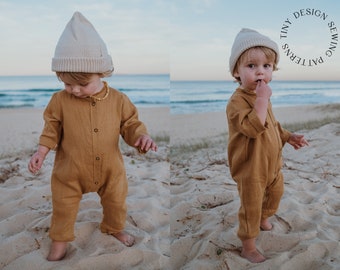 Baby Jumpsuit / Easy Baby Romper Pattern / Button Down Jumpsuit / Sewing Pattern PDF Instant / Linen Jumpsuit / Baby Girl Pattern / Easy