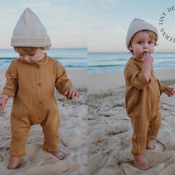 Baby Jumpsuit / Easy Baby Romper Pattern / Button Down Jumpsuit / Sewing Pattern PDF Instant / Linen Jumpsuit / Baby Girl Pattern / Easy