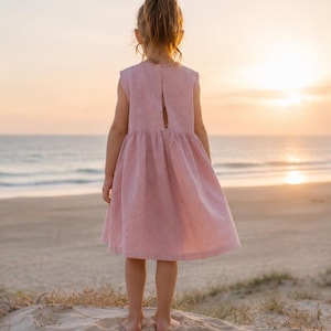 Patrón de costura para vestido de verano para niñas: Vestido tipo blusón para principiantes / Tela de punto o tejida (Descarga digital)
