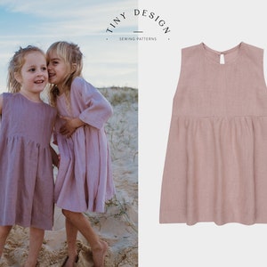 EASY Smock Dress Sewing Pattern PDF / Abito per ragazze / Abito per bambino / Bambino neonato / Abito di lino / Da 0 a 12 anni / Abito estivo / Interpolazione