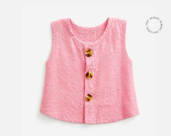 Girls Top PDF Sewing Pattern: Front or Back Button Options (0 - 6 years)