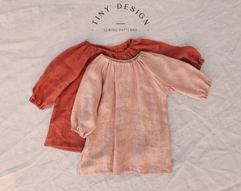 Patron de robe facile pour fille nouveau-né à 12 ans / Robe en lin / Patron de robe pour bébé fille / Patrons fille / DIY / Patrons numériques/Robe paysanne