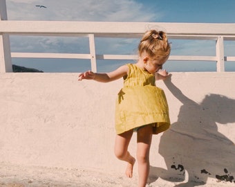 Schnittmuster für ein Baby-Mädchen-Kleid im PDF-Format / Sommer-Mädchen-Kleid / Leinenkleid für Kleinkinder von 0 bis 6 Jahren / EINFACH / Foto-Tutorial herunterladen