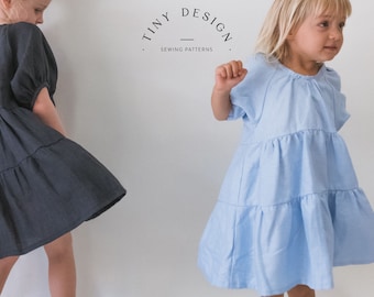 Two Tiered Smock Dress PDF sewing pattern / Easy Pattern /  Newborn to 12 years / Beginner Pattern / Girls Puff Sleeve Pattern/Toddler dress