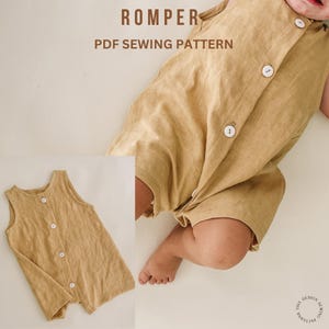 Cartamodello per tutina - Cartamodello PDF unisex per bambini e bambine, adatto ai principianti, perfetto per lino e cotone, download immediato del PDF.