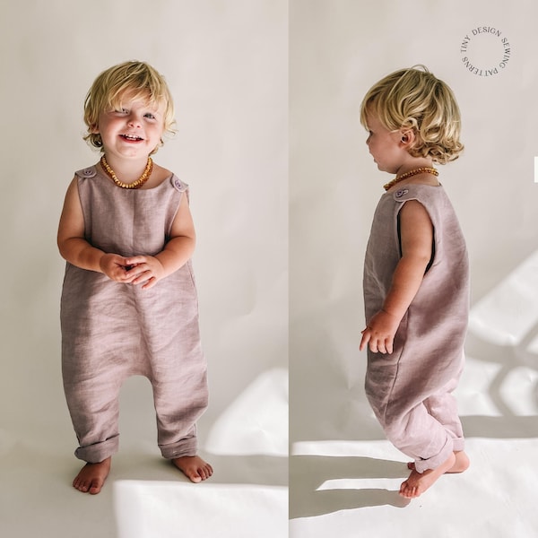Baby Boy Girl Romper Sewing Pattern: Knit or Woven Fabric (PDF Download)