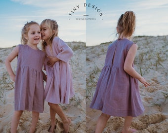 Patron de couture Robe FACILE, Du nouveau-né à 12 ans, Patron filles, Patrons ado, Patron de couture fille, Robe enfant, Lin, Patron de couture PDF