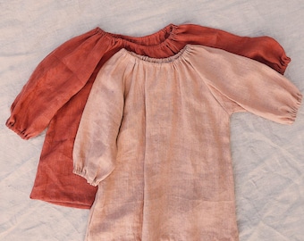 Easy Linen Peasant Dress Sewing Pattern: Girls Newborn to 12 Years (PDF Pattern)