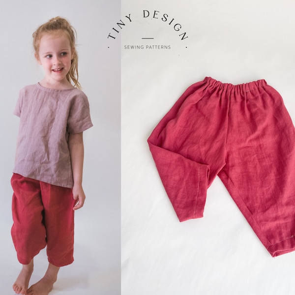 Pantalones Sarouel Pantalones Harem Patrón de costura para niños y niñas / Patrón de costura fácil para principiantes / Patrón de costura para bebés / Pantalones de lino sueltos