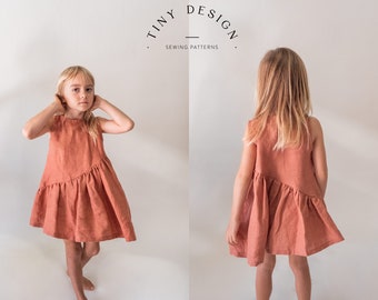 Asymmetric Smock Dress PDF sewing pattern / Easy Pattern /  Newborn to 12 years / Beginner Pattern / Girls Patterns / Toddler dress