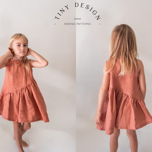 Patron de couture PDF de robe asymétrique à smocks / Patron facile / Nouveau-né à 12 ans / Patron pour débutants / Patrons pour fille / Robe pour tout-petits