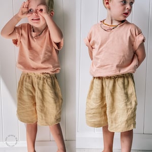 Patrón de costura para pantalones cortos de lino para niños: Pantalones cortos bermudas fáciles para niños pequeños (PDF)