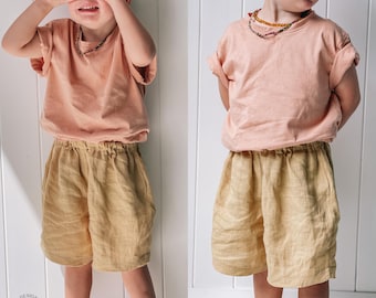 Kids Linen Shorts Sewing Pattern: Easy Toddler Bermuda Shorts (PDF)