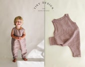 EASY Pinafore Jumpsuit pdf sewing pattern Linen Baby Jumpsuit Baby boy girl romper kids jumpsuit short or long Harem Newborn to 12