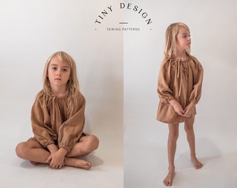 Daisy Dress Sewing Pattern: Easy Linen Smock, Girls 0-12 Years (PDF)