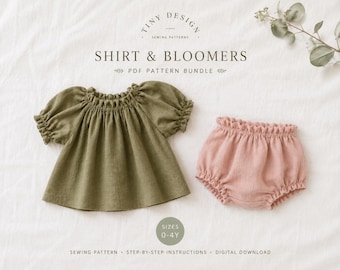Set: Baby and Kids Blouse & Bloomer PDF sewing pattern