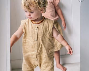 Baby Romper Sewing Pattern: Easy Kids Jumpsuit (PDF Pattern) | Woven or Knit Fabric