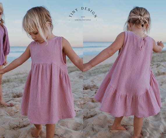 easy knit dress sewing pattern Girls' Crescent Pattern: or Woven (PDF Pattern) Digital PDF dressmaking patterns