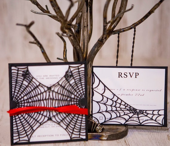 Nikki Halloween Themed Wedding Invitation Set Etsy
