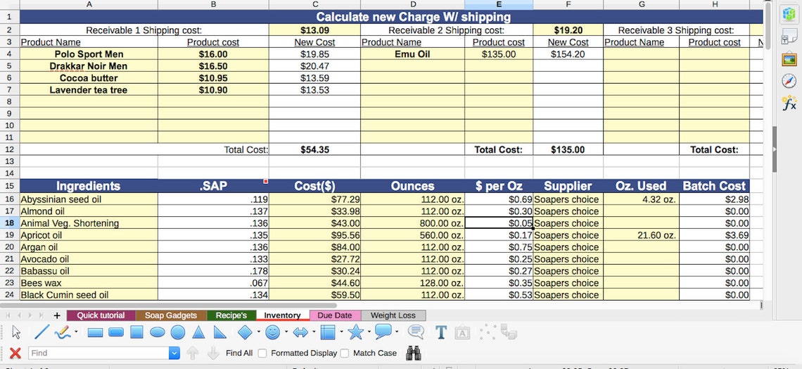 Soap & Lye Calculator Spreadsheet - Etsy UK