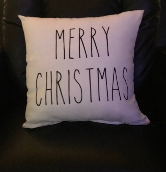 Merry Christmas Christmas Throw Pillow Decorative Pillow Cover Christmas Decorations Rae Dunn Inspired Square Pillow Cover Etsy