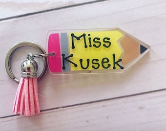 Personalized Acrylic Pencil Keychain: Teacher Appreciation Gift