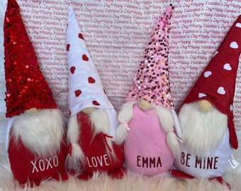 Personalized Valentine's Day Gnome: Sequin Hat Farmhouse Decor