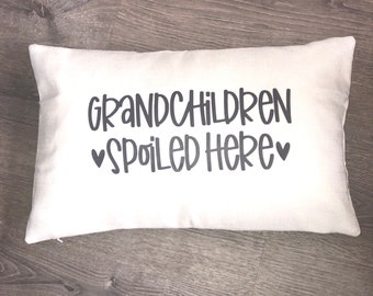 Grandchildren Spoiled Here Lumbar Pillow: Gift for Grandma