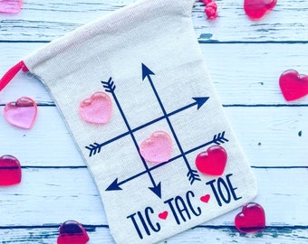 Personalized Tic Tac Toe Valentines Game: Cotton Drawstring Bag