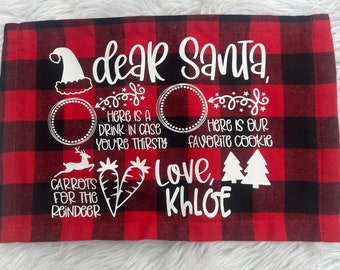 Personalized Santa Placemat: Buffalo Plaid Christmas Eve Decor