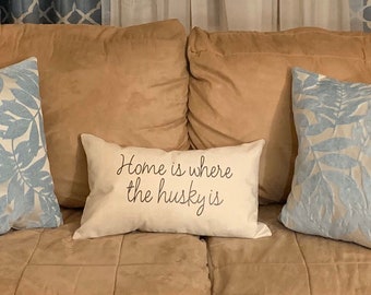 Husky Lover Linen Lumbar Pillow Cover: Home Decor (12x20)