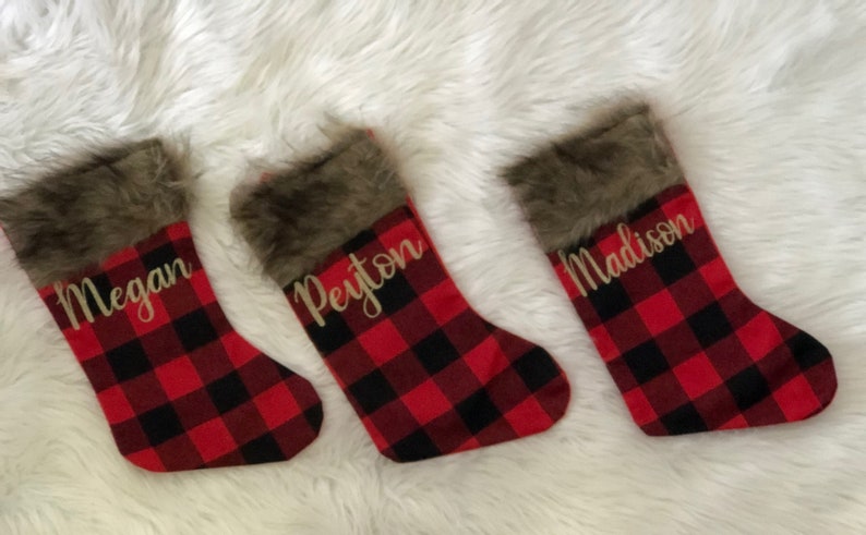 Buffalo Plaid StockingsPersonalized StockingsChristmas DecorBuffalo PlaidHanging StockingsFarmhouse Decor