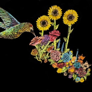 Hummingbird Flowers Print
