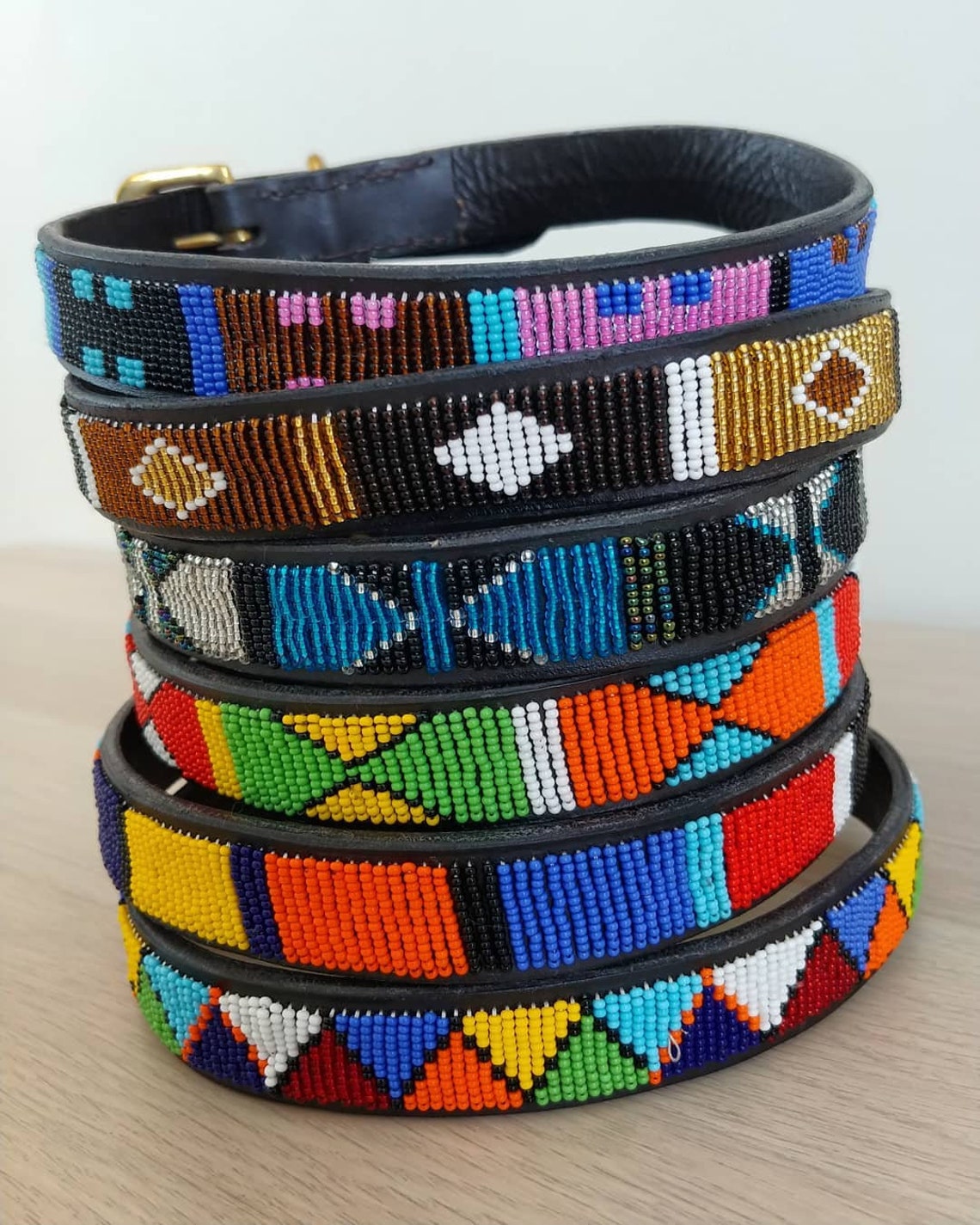 Handmade African Black Leather Beaded Dog Collar Dog Collar Etsy